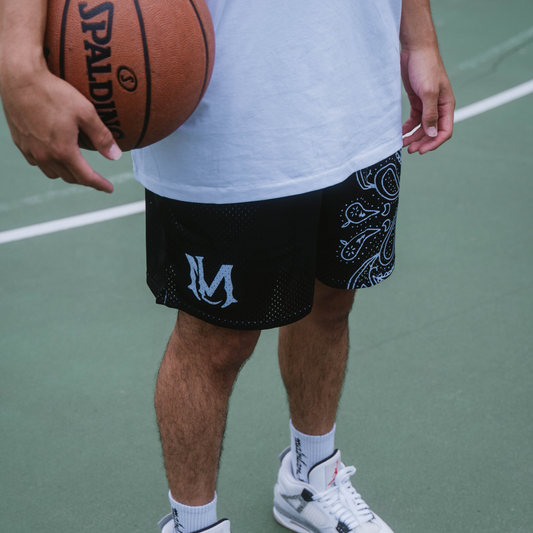 Black Paisley Shorts