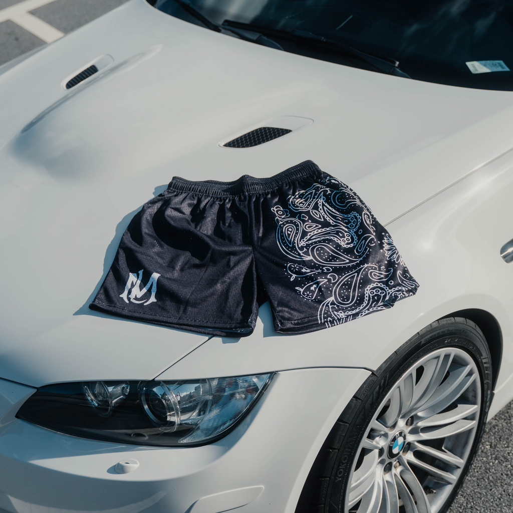 Black Paisley Shorts