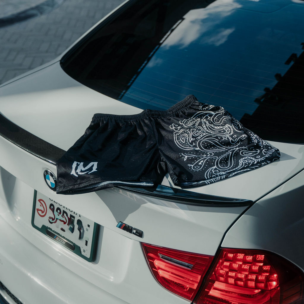 Black Paisley Shorts