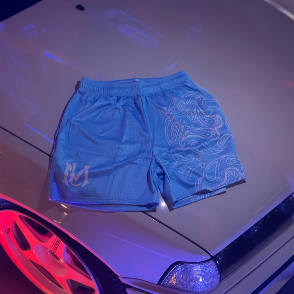 Baby Blue Paisley Shorts
